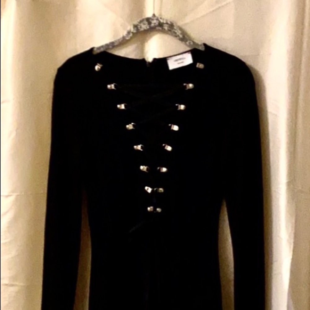 ~Mystic~ Lace-Up Front Black Dress